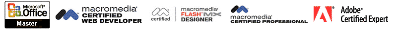 Microsoft Office Master, Macromedia Certified Web Developer, Macromedia Flash MX Designer, Macromedia Certified Professional, Adobe Certified Expert